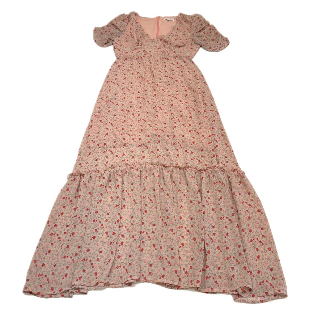 Emory Park Dress Womens Large Pink Floral Tea Length Cottagecore Boho Romantic - Picture 2 of 10
